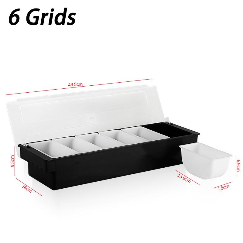 Fruit Box Condiment Container 4-6 Grids With Lid Large Capacity Bar Divided Fruits Bowl Household Seasonin Box Food Storage