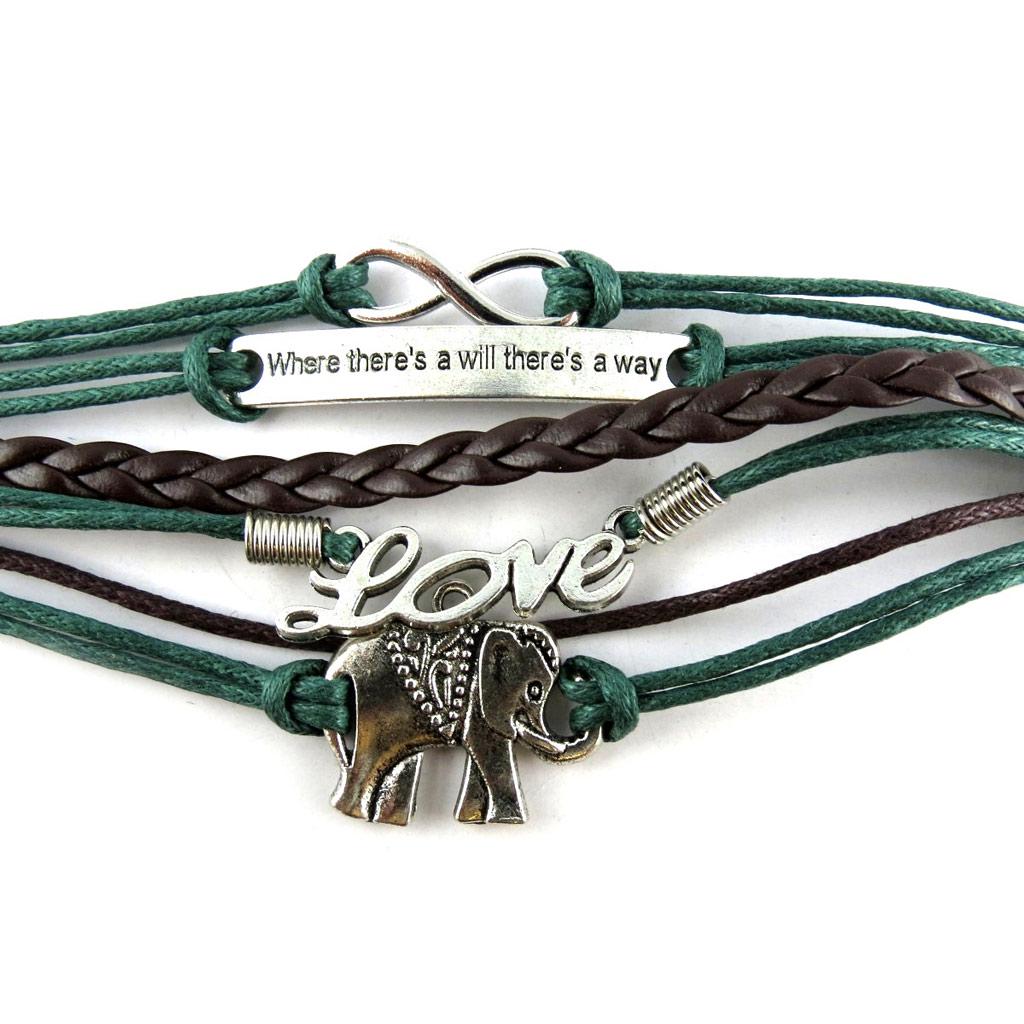 Les Trésors De Lily [K7328] - Bracelet ethnique 'Kilimanjaro' vert marron (5 rangs)
