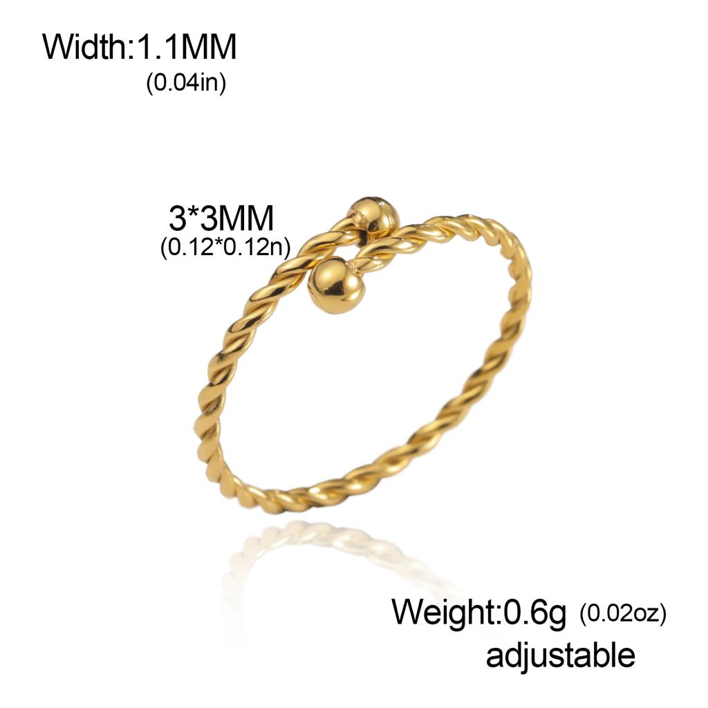 Cazador Adjustable Beads Twisted Rope Thin Rings for Women Stainless Steel Kpop Jewelry Gold Plated Open Finger Rings 2026 Trend