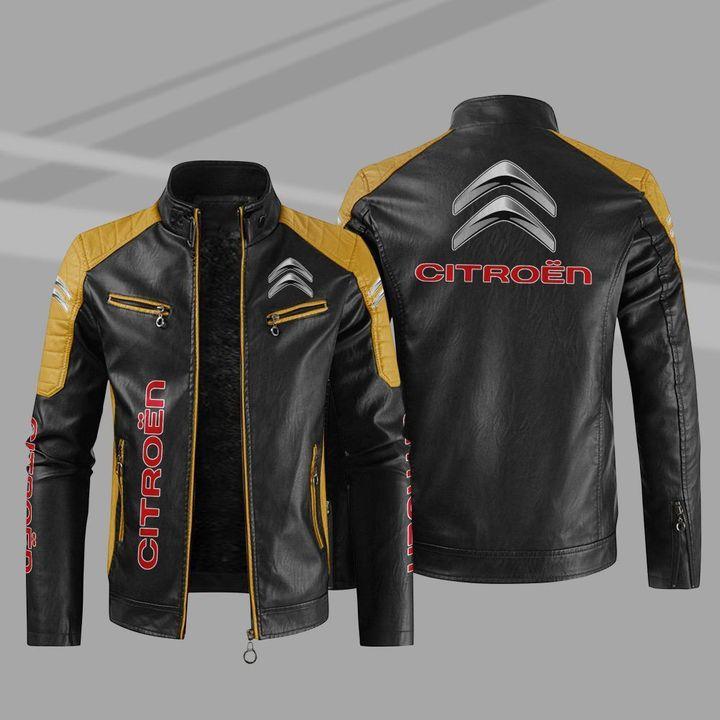 Large size leather jacket PU men's leather jacket blood dragon sticker car logo slim casual motorcycle fleece windproof leather jacket