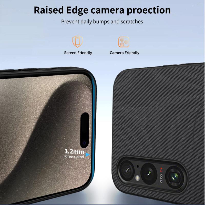 Carbon Fiber Texture Wireless Charging Magnetic Case For Sony Xperia 1 V V 1V V G ShockProof Phone Cover