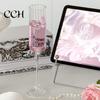 Butterfly Wine Glass Champagne Flutes with 3D Pink Decoration Wedding Glasses Faux Crystal Party Anniversary