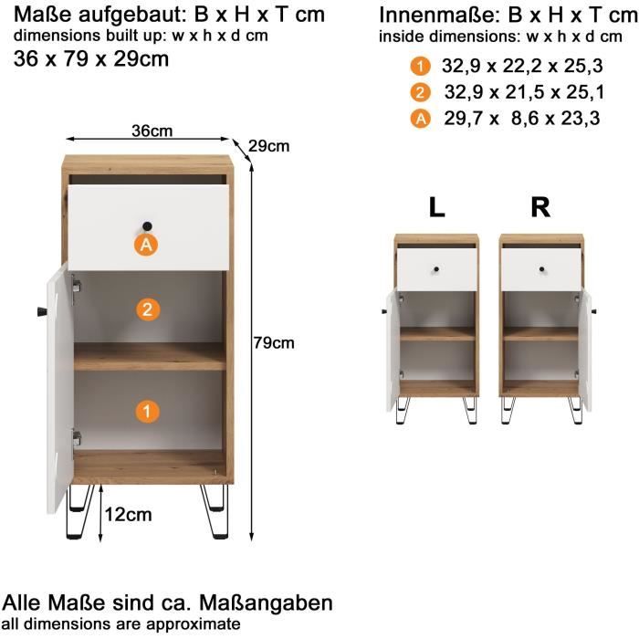 Bathroom Furniture - Touch - Cabinet - Matt White - Decorative Oak - Contemporary