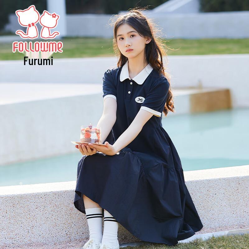 Floyomi Girls' Contrast Polo Collar Summer Dress