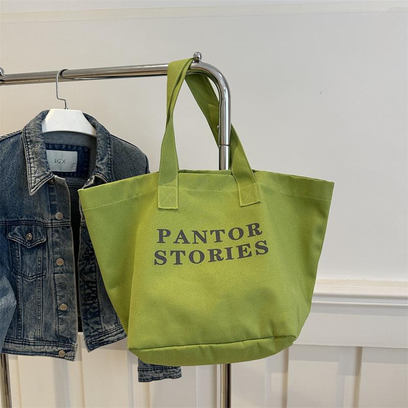 

Холщовая сумка с алфавитом большой вместимости, сумка через плечо для студентов литературы и искусства для поездок на занятия, сумка-тоут для выхода в свет и покупок one size fits all зелёный