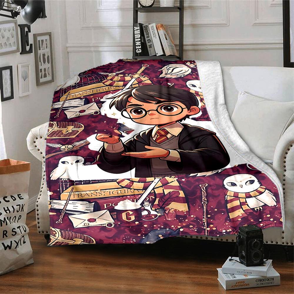 1pc Harry Potter Blanket Lightweight Flannel Throw For Sofa, Bed, Travel, Livingroom, Office, Couch, Chair, And Bed