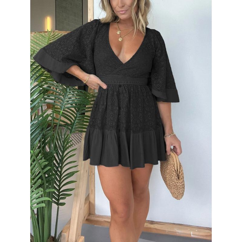 A New Summer Women's Lace Patchwork Batsleeve Dress