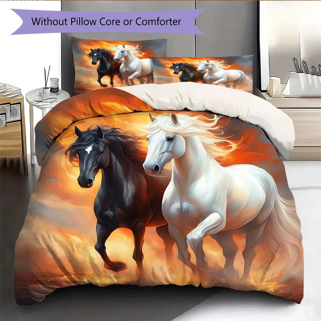1PC Horse Bedding Quilt Set Quilt Cover Pillowcase Home Decoration Birthday Gift (1 * duvet cover + 2 * pillowcase, without core)
