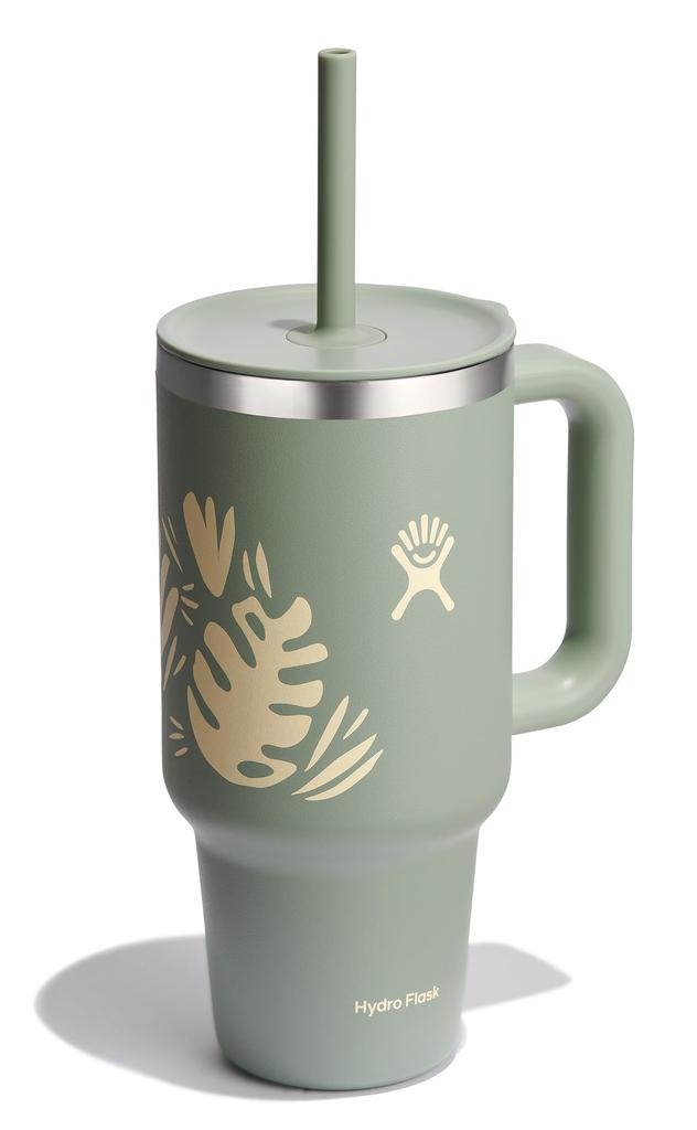 All Around Travel Tumbler, 32oz (946ml), Botanical Bliss Agave, Insulated, Straw, Handle (Official Japanese Product)