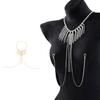 Crystal Rhinestones Fringe Body Chain Necklace Stylish Bra Chain Fashion Neck Jewelry Piece For Evening Event