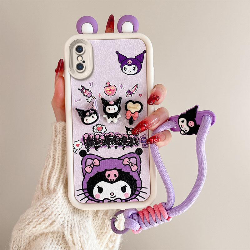 KEYSION Cute Ear 3D Cartoon Case for iPhone XS Max X with Bracelet Soft Silicone Shockproof Phone Back Cover for iPhone XR