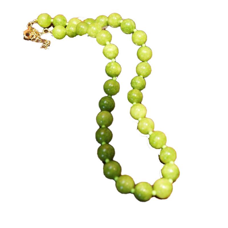 Natural green agate beaded necklace accessories women's high-end niche clavicle chain new Chinese choker