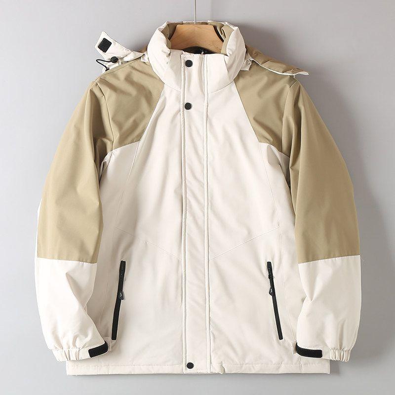 Trade Surplus Autumn and Winter Outdoor Windproof Waterproof Graphene Thermal Insulation Warm Color-Blocking Hooded Trendy Cotton Jacket for Men
