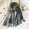 Fashion Vintage Plaid Stripe Scarf Winter Warm Imitation Cashmere Women Long Soft Thickened Female Scarves Tassel Shawl Wraps