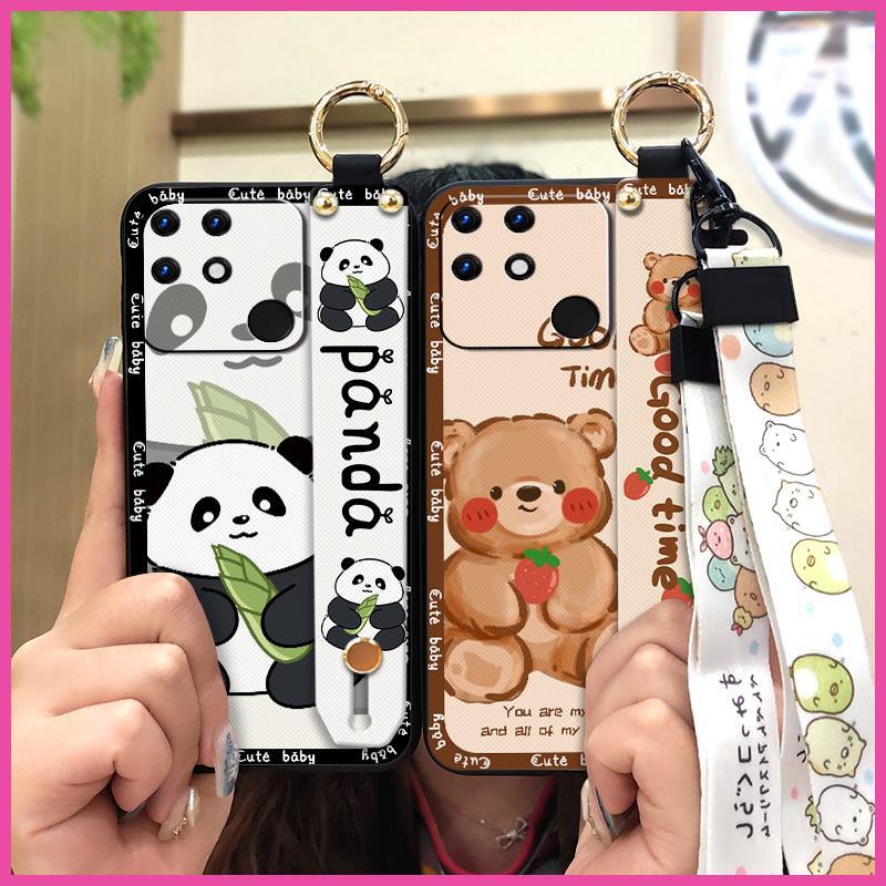 Durable Anti-knock Phone Case For OPPO Realme Narzo 50A Silicone Shockproof Back Cover Cute Lanyard Anti-dust Waterproof