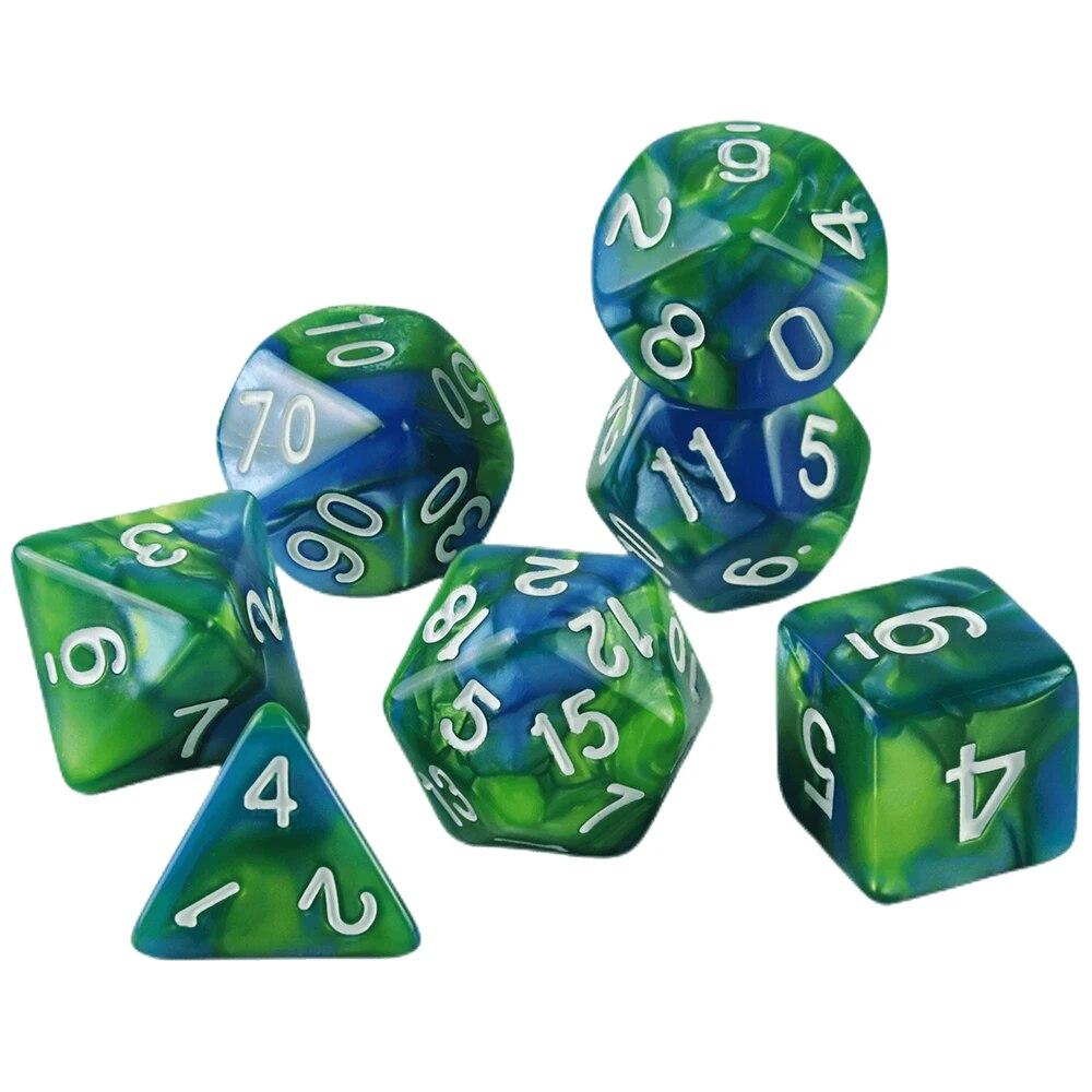 7pcs Dice with Bag DnD D4,d6,d8,d10,d%,d12,d20 Polyhedral Board Game Pieces RPG