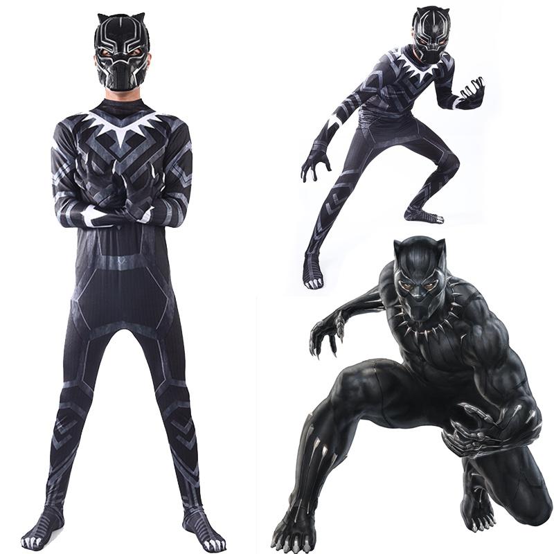 Adult And Children's Black Panther Bodysuit Costume For Halloween Cosplay