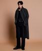 Wool Blend Twill Tweed Oversized Balmacaan Coat [Dark Grey]