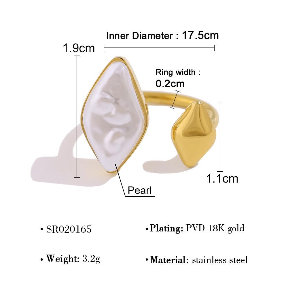 

WILD & FREE Unique Irregular Pearl Stainless Steel Rings for Women Individual Retro Gold Plated Jewelry Waterproof