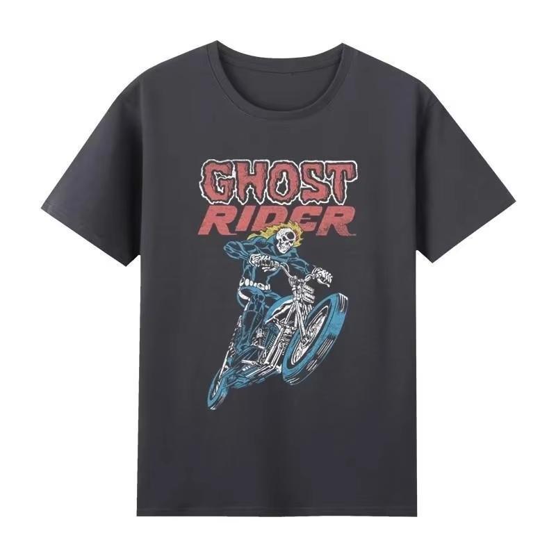 2026 Marvel Genuine Avengers Retro Ghost Rider Retro Comic Flower Men And Women With The Same Tshirt Shortsleeved TopJacket