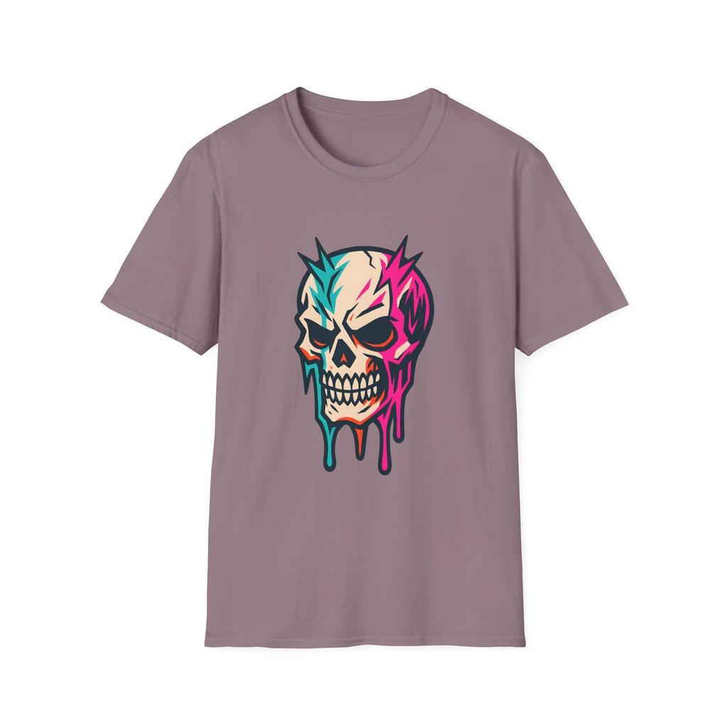 Unisex Softstyle T-Shirt Skull Neon Drip Horror Graphic