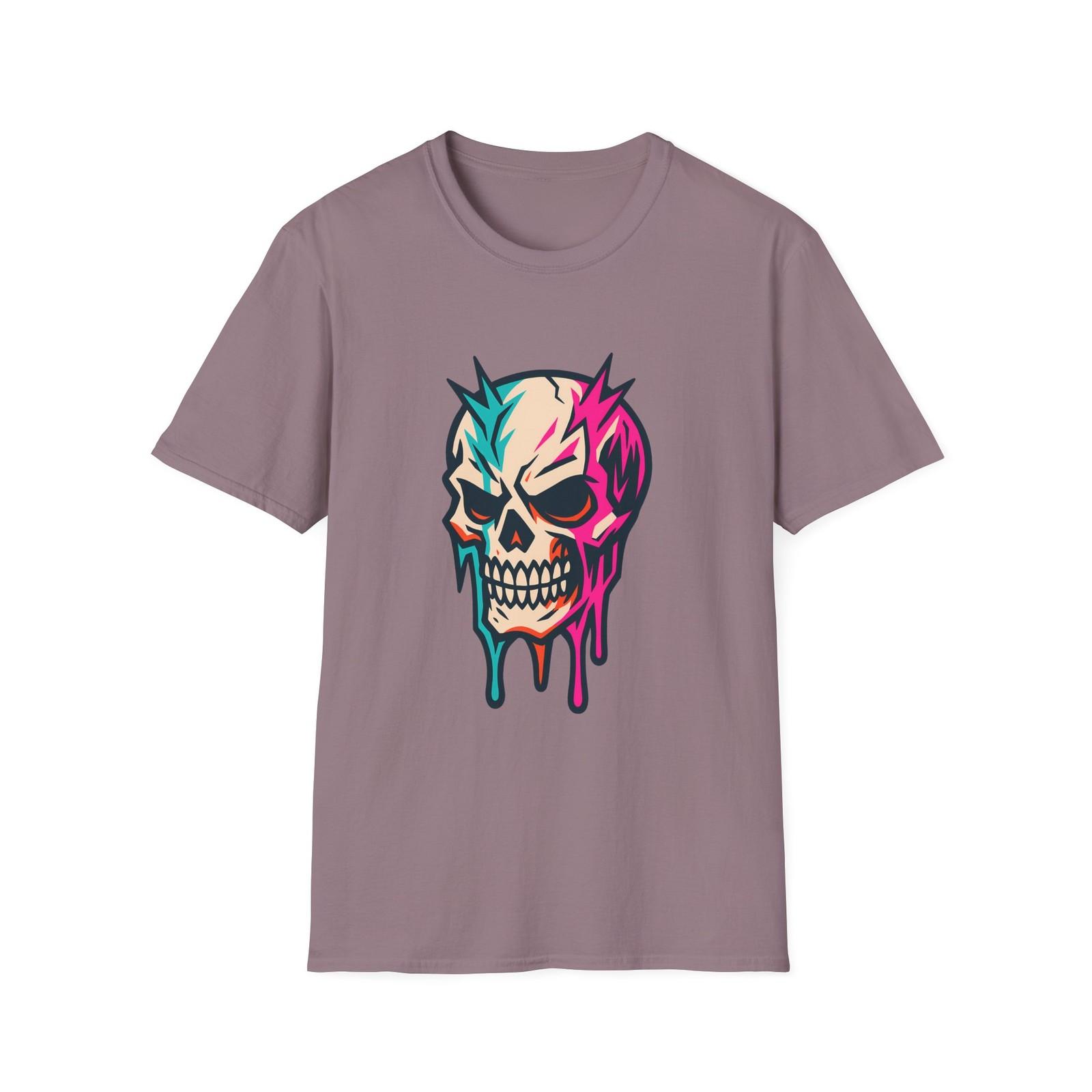 Unisex Softstyle T-Shirt Skull Neon Drip Horror Graphic S