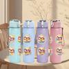 1PC Cute Sloth Group 750ml Color Plastic Sports Water Bottle Leakproof Flip Straw Lid Suitable for Sports Office Home Use
