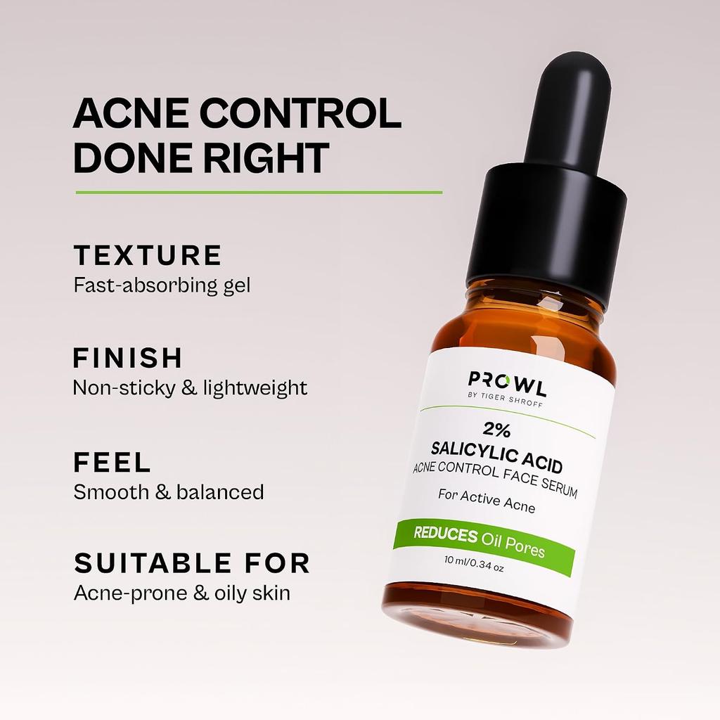 PROWL By Tiger Shroff 2% Salicylic Acid Face Serum For Oily And Acne Prone Skin For Targeted Pore Clearing And Oil Control