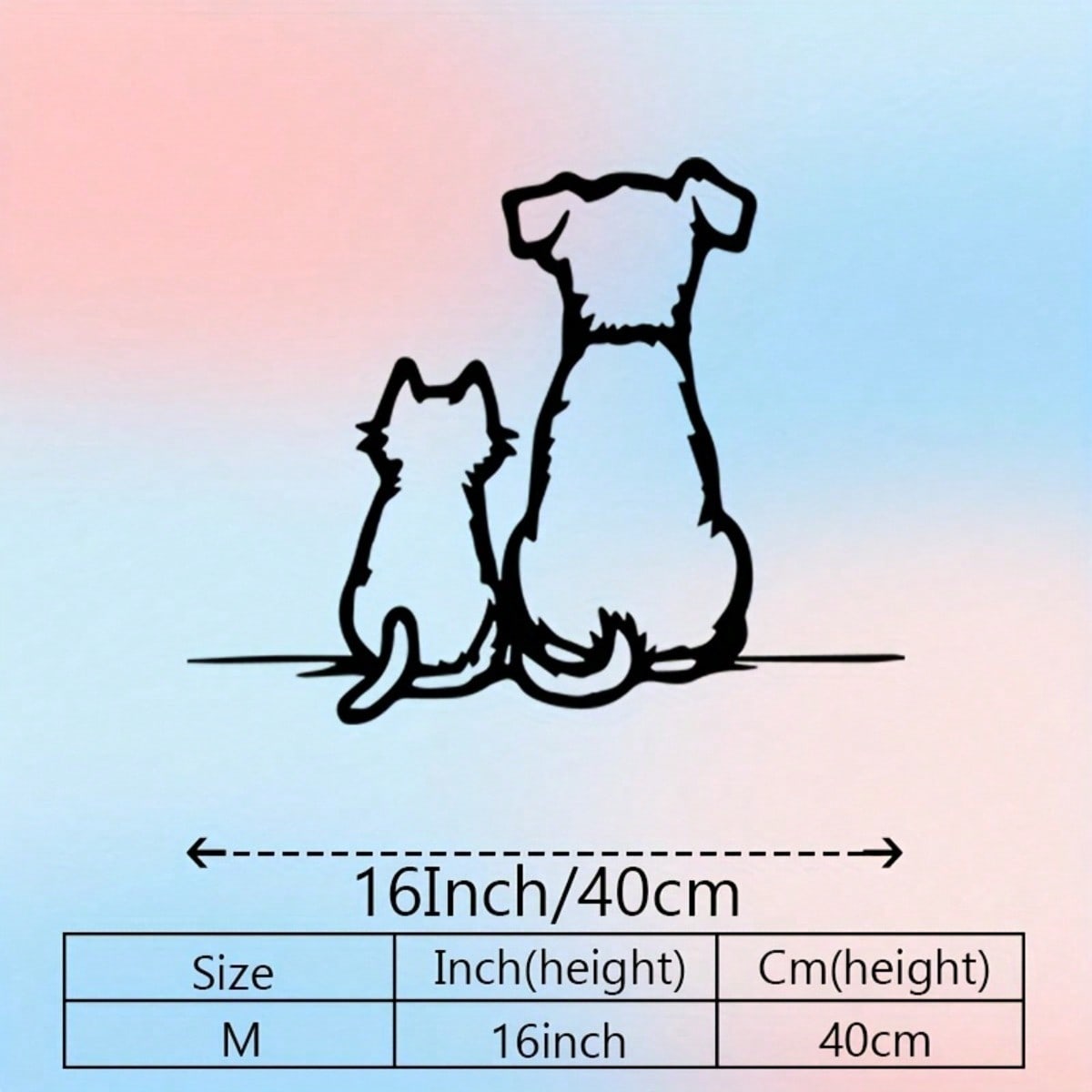 Vintage Metal Wall Art Abstract Dog Silhouette with Cherry Blossom Solid Iron For Gallery Wall Christmas Home Decor Gift 40x40