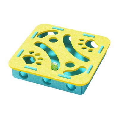 Cat Maze Felts Box with Ball Felt Puzzle Box Cat Exercise Toy with Bell Felt Puzzle Box for Kittens Cats