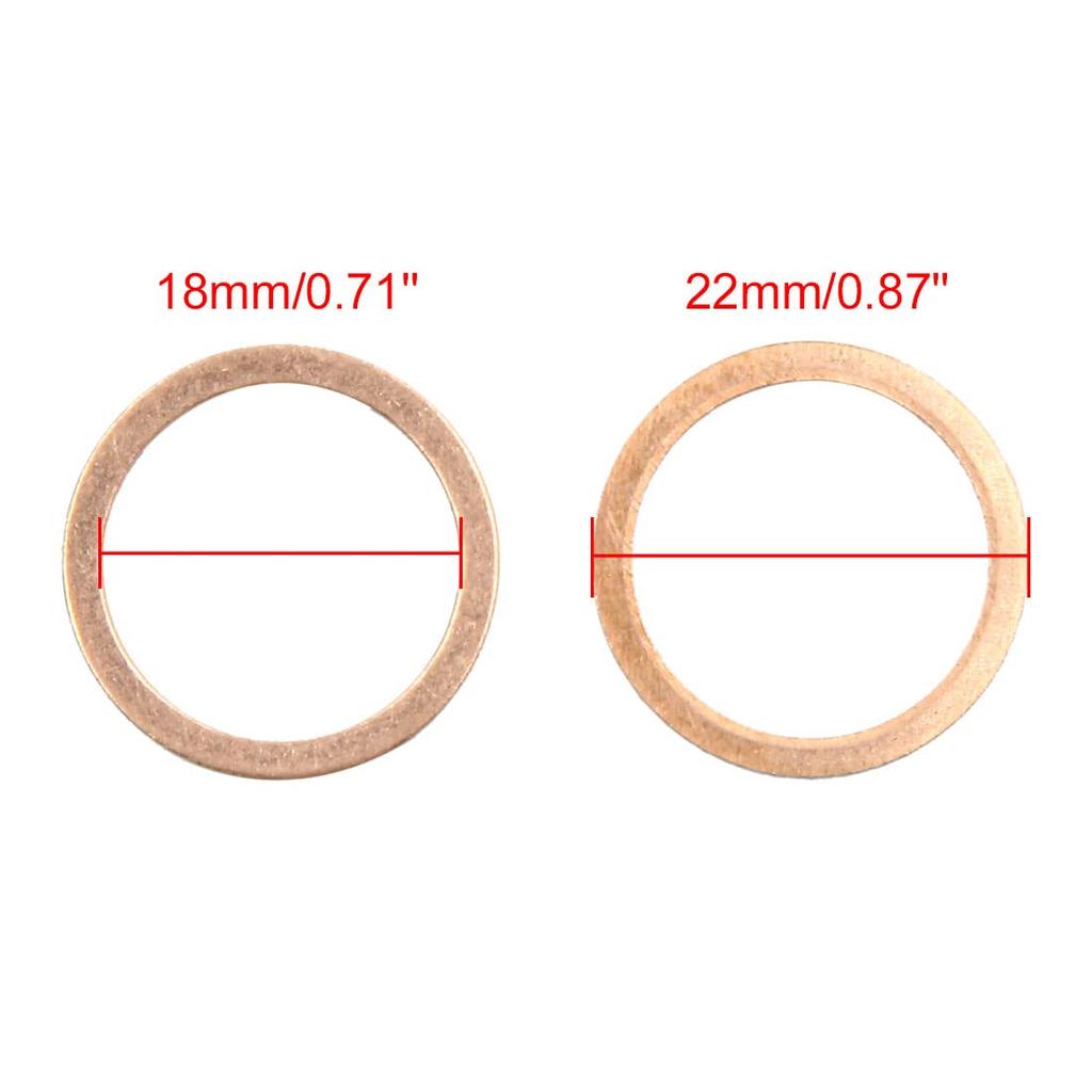 uxcell Copper Washers Sealing Gasket 18 x 22 x 1mm Copper Tone Pack of 20