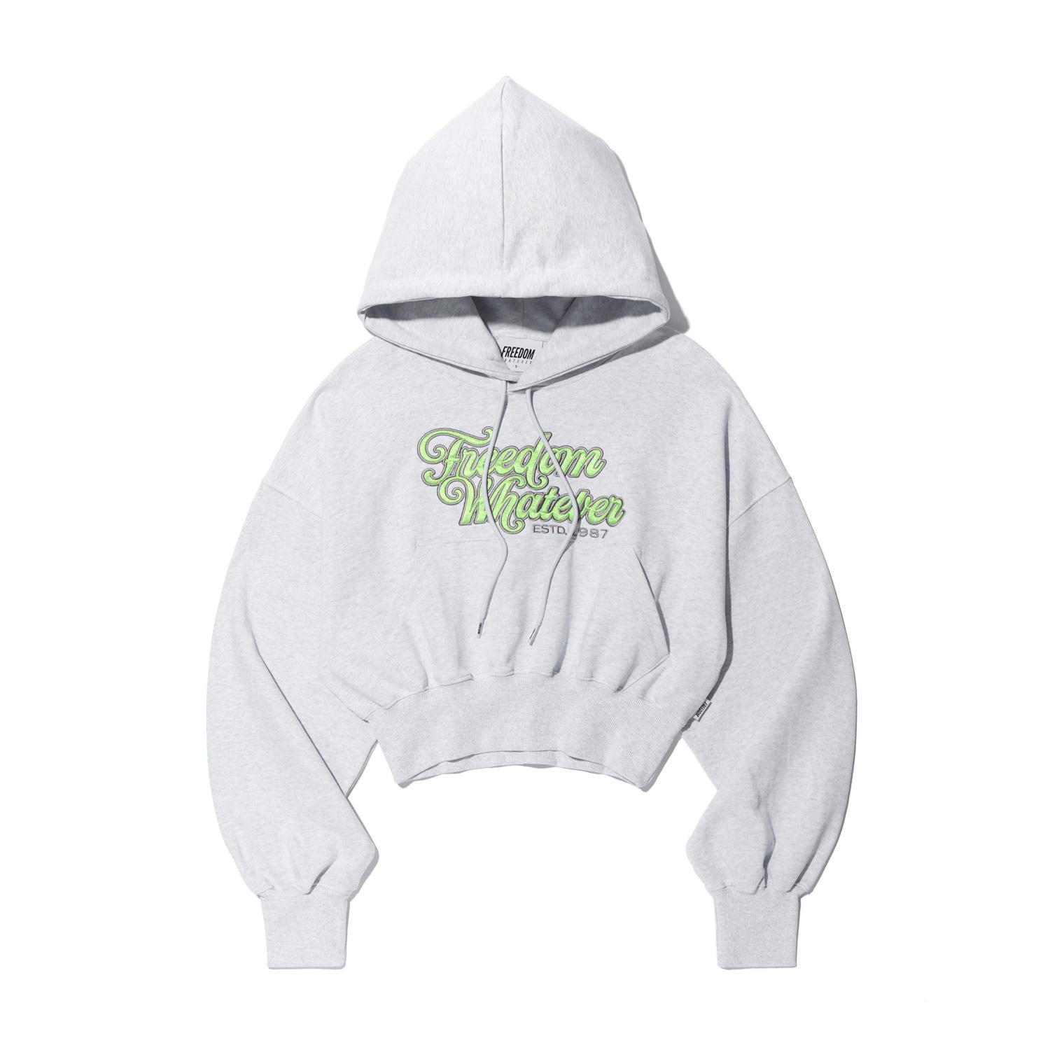 Freedom Women S Lettering Applique Crop Hoodie (Melange) Melange/S