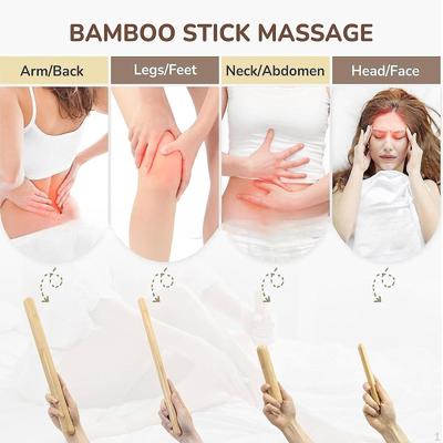 4Pcs Bamboo Full Body Massage Stick for Gym, Travel Multipurpose Handheld