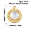 2pcs White Shell Oil Dripping Charm Real Gold Plated Love Round Water Droplet Stainless Steel Charms For Jewelry Making Supplies