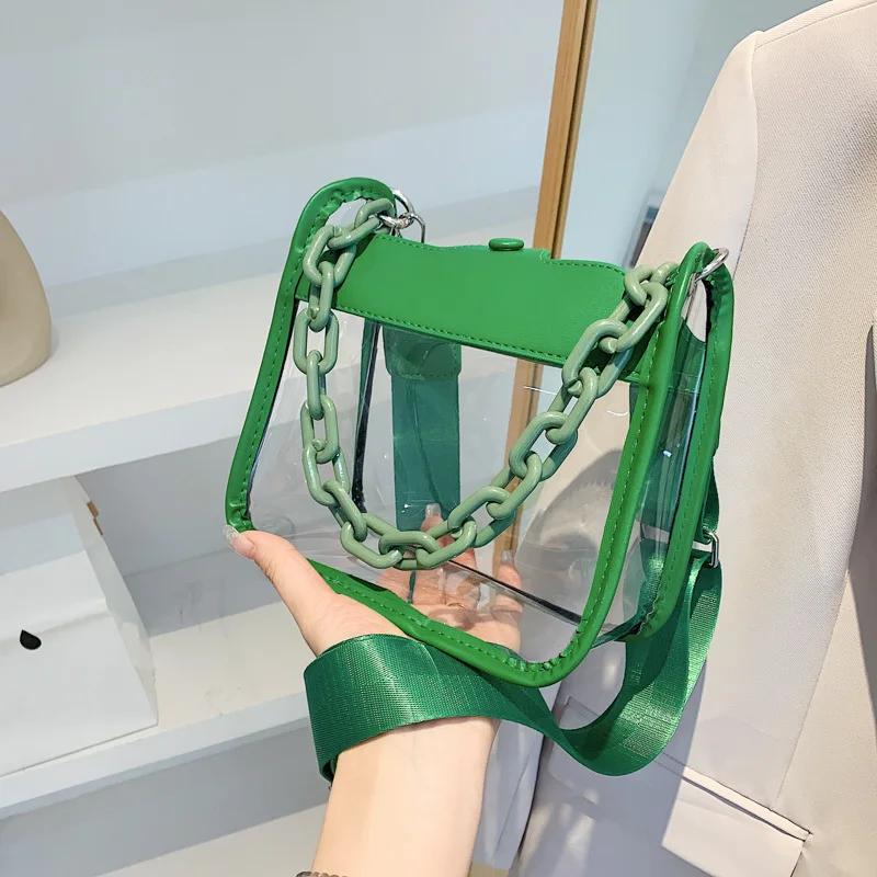 Průhledná kabelka crossbody pro ženy z PVC, transparentní, na jedno rameno, přenosná taška přes rameno, malá čtvercová brašna