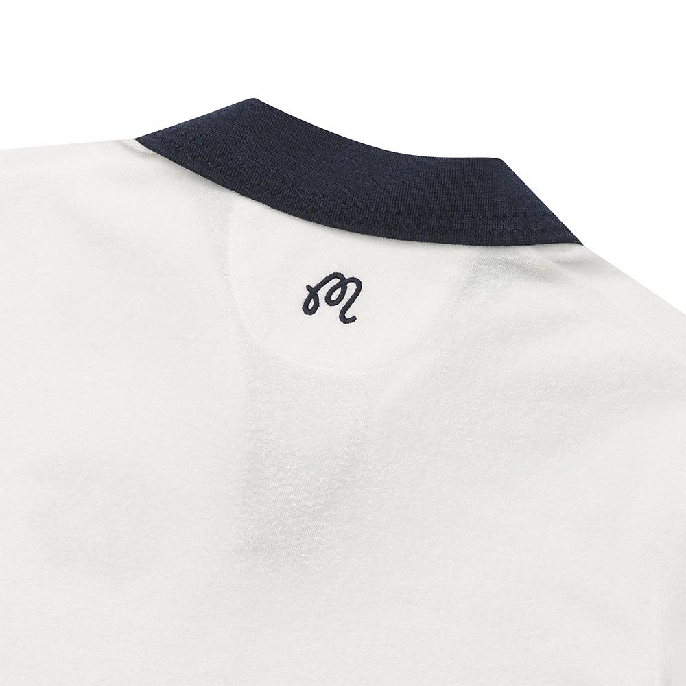 MALBON GOLF Color Block Open Collar T-Shirt Off White (Woman)
