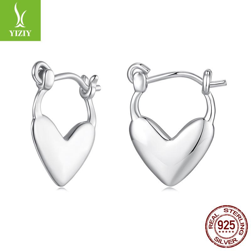 Simple And Versatile S925 Sterling Silver Love Ear Buckle Classic Design Heart Earrings Earrings