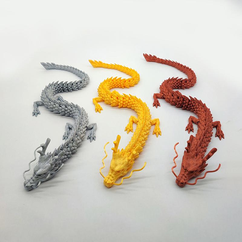 1PC 30/40CM Fish Tank Landscaping Decoration Collection Ornament Movable Jointed Dragon Statue 3D Printed Flexible Realistic
