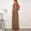 Sexy Women Multi-worn V-neck Wrap Around Design Robe Maxi Dress