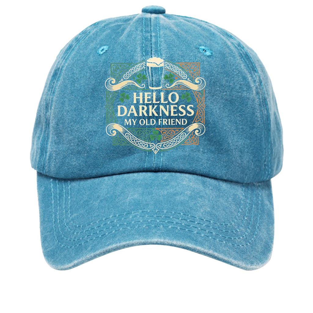Washed cotton baseball cap with printed distressed soft top denim hat, vintage hat