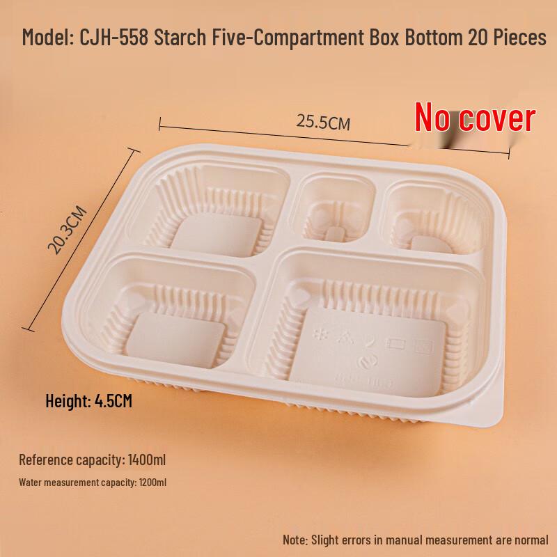 Eco-Friendly Divided Corn Starch Lunch Containers (20-Pack)