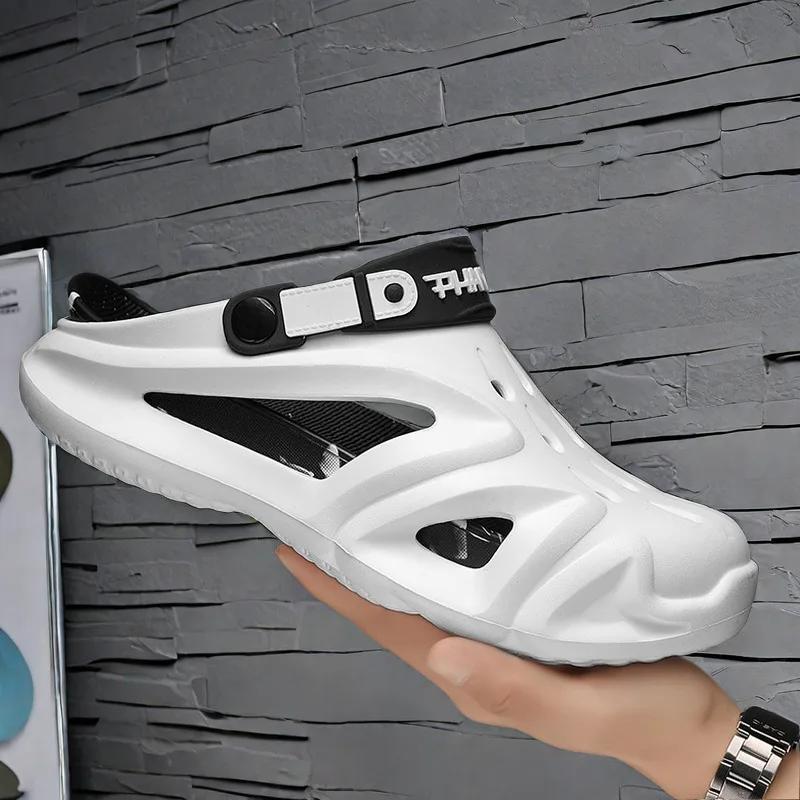 Wholesale Lacing Sandals Man Pool No-Leather Casual Thick Slippers Big Size Shoes For Man Ventilation Tennis Wit Rubber Linen