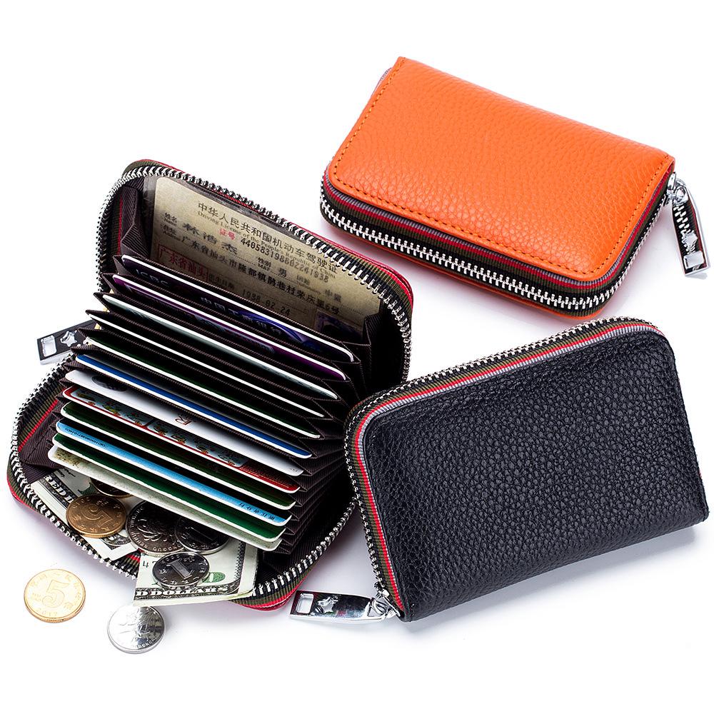 Stylish RFID Accordion Leather Card Holder with Zipper