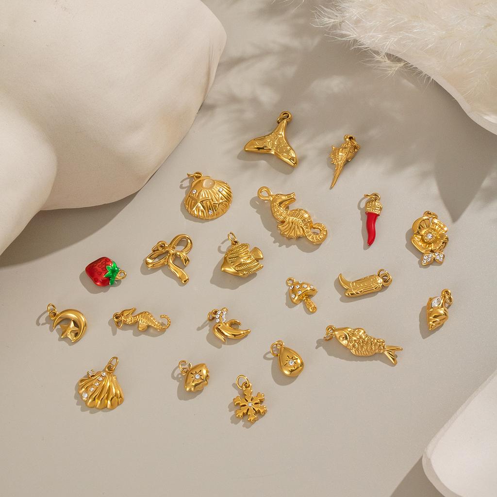  3PCS/Bag Ocean Style Seahorse Fish Conch DIY Jewelry Accessories Combination Pendant Handmade DIY Accessory