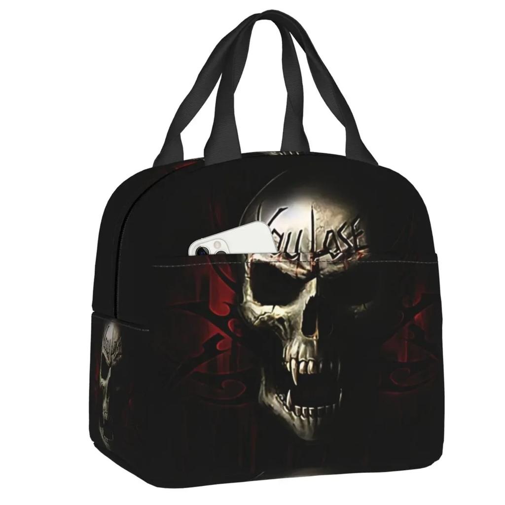 Skull Insulated Lunch Bag for School Office Resuable Thermal Cooler Lunch Box for Women Kids Food Container Bento Tote Bags