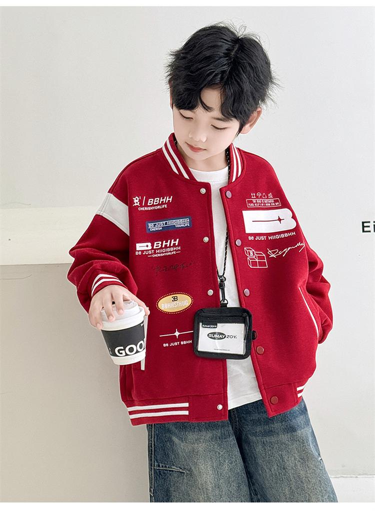 Boys' outerwear Spring and Autumn 2026 New Style Big Boys' Spring and Autumn Sportswear Children's Handsome Red Baseball Jacket