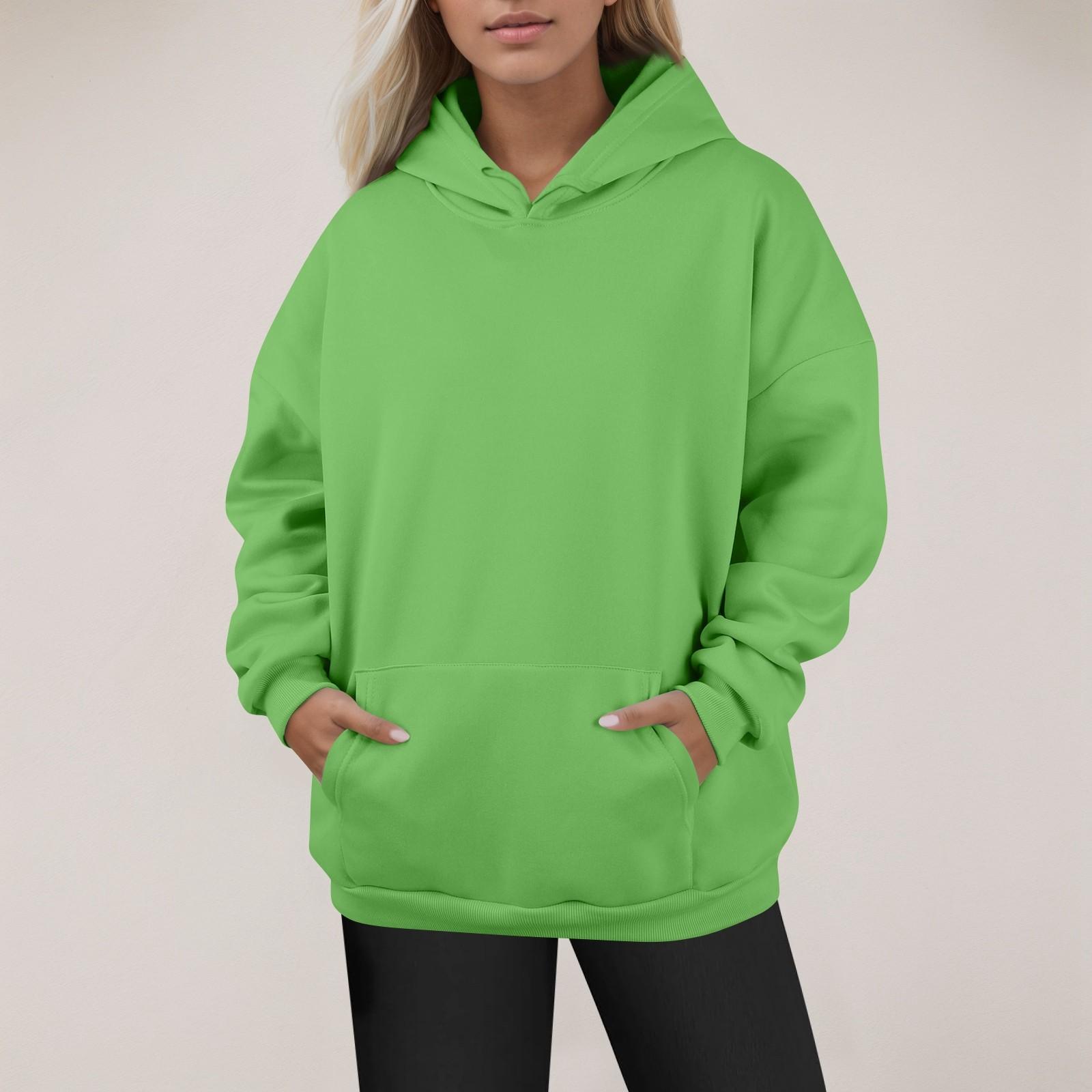 

Женские модные повседневные универсальные повседневные толстовки с круглым вырезом, однотонные топы с длинными рукавами XXL зелёный