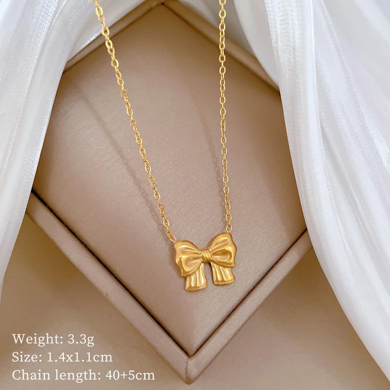 Bow Mori Personality Minimalist Furnace Real Gold Necklace Female Collarbone Chain
