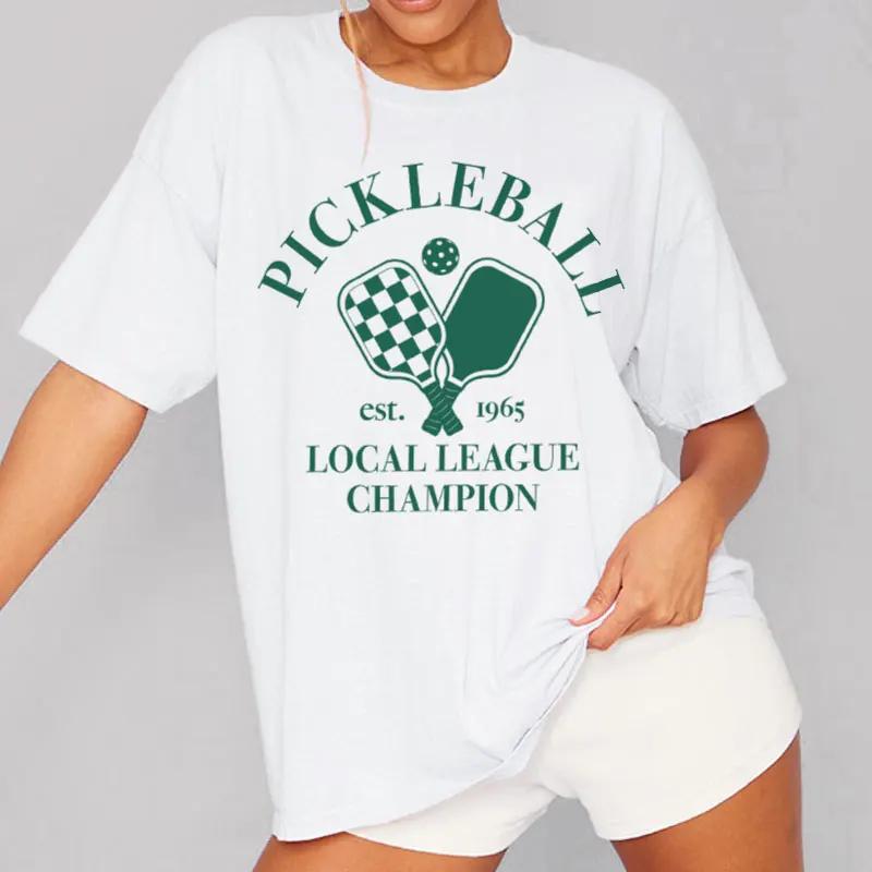 Pickleball Women Trendy Retro TShirts Cute Funny Pickleball Lover T Shirts Short Sleeve Sport Tee Loose Top Cotton Unisex Shirt