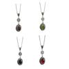 Antique Style Gemstones Necklace Adjustable Oval Pendant Neckchain Stylish Jewelry Accessories For Women